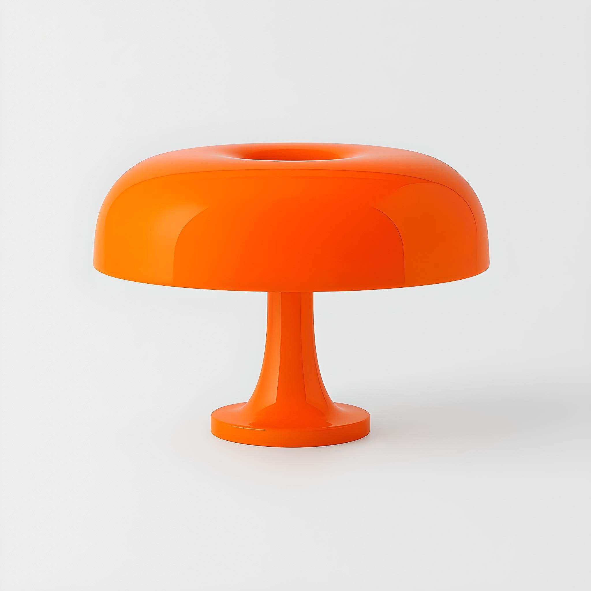 Vibrant orange ambient mushroom desk lamp with glossy plastic finish perfect as a stylish desk lamp