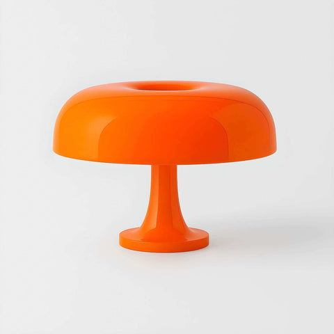 Vibrant orange ambient mushroom desk lamp with glossy plastic finish perfect as a stylish desk lamp