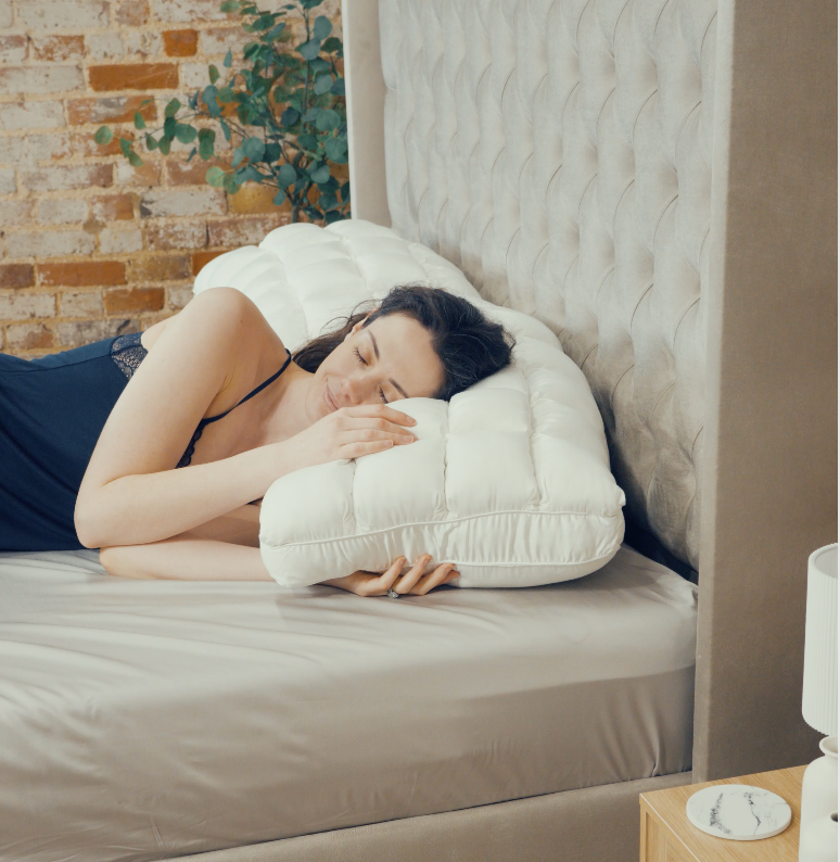 The Bamboo Paradise Pillow is a white quilted bamboo pillow with plush texture and subtle stitching details