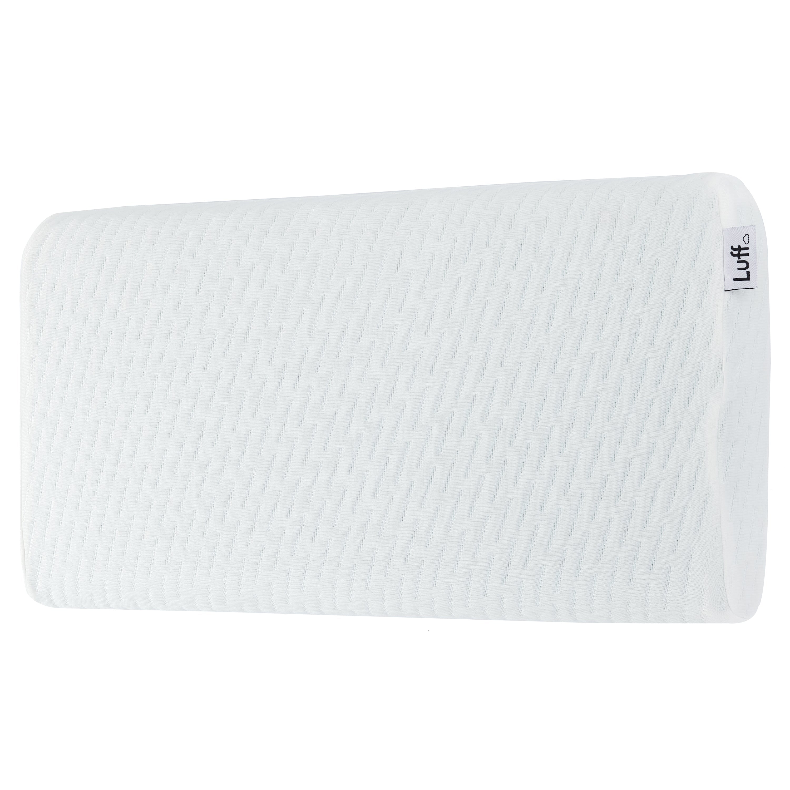 The bamboo skinny pillow is a white luff memory foam pillow with a textured quilted surface for comfy sleep