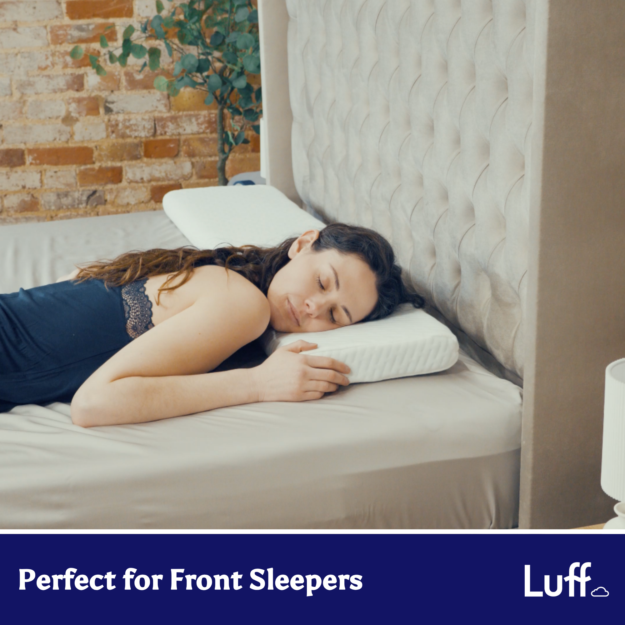 White memory foam bamboo skinny pillow with contoured shape designed for soft support and front sleepers