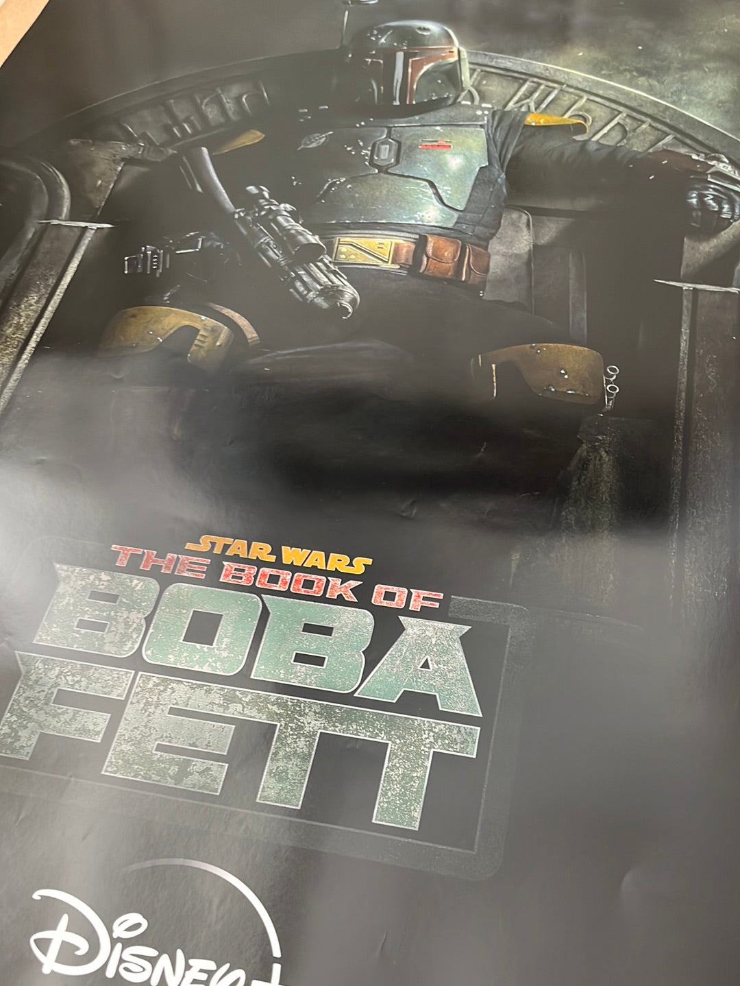 The book of boba fett 2021 original us one sheet tv poster with detailed star wars boba fett in green and brown armor