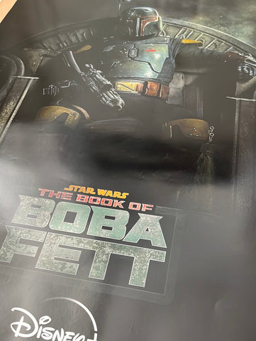 The book of boba fett 2021 original us one sheet tv poster with detailed star wars boba fett in green and brown armor