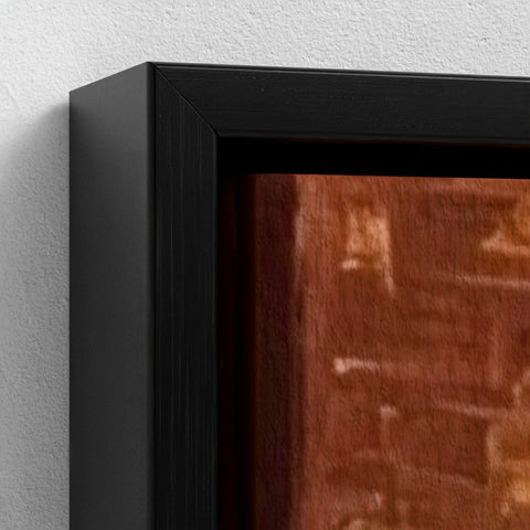 The brum don black framed canvas art with textured warm reddish brown abstract design perfect for home decor