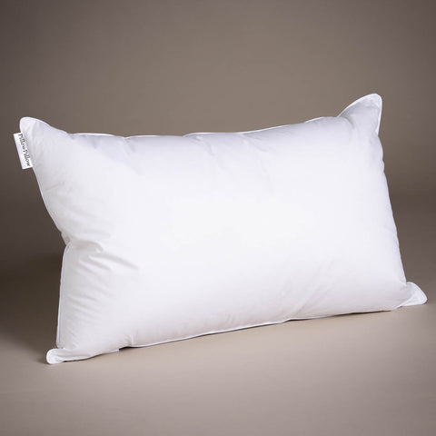 White rectangular surround pillow with smooth white duck down and feather cover offering premium comfort and support