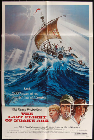 The last flight of noahs ark 1980 original us one sheet movie poster with stormy ship illustration and turbulent waves