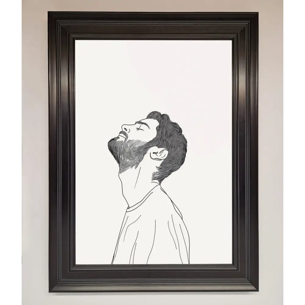 The Man In The Morning Line Art Framed Print - A1 (59.4 x 84.1 cm) / Matt Black - Framed Print