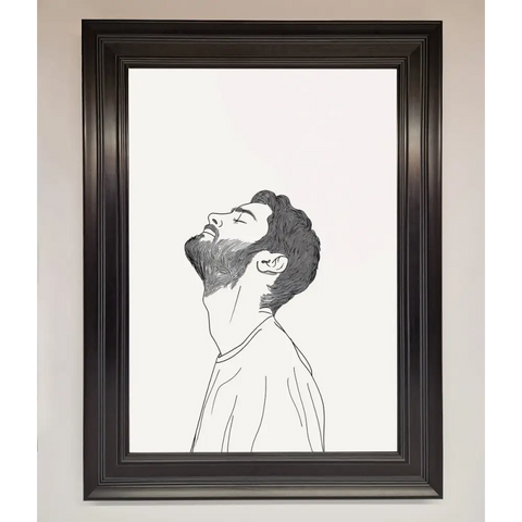 The Man In The Morning Line Art Framed Print - A1 (59.4 x 84.1 cm) / Matt Black - Framed Print