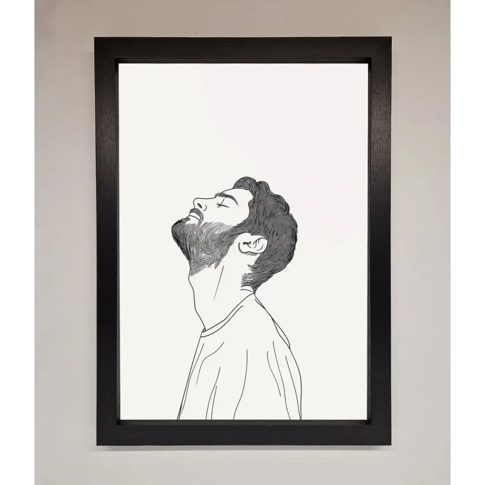 The Man In The Morning Line Art Framed Print - A3 (29.7 x 42 cm) / Black - Framed Print