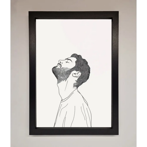 The Man In The Morning Line Art Framed Print - A3 (29.7 x 42 cm) / Black - Framed Print