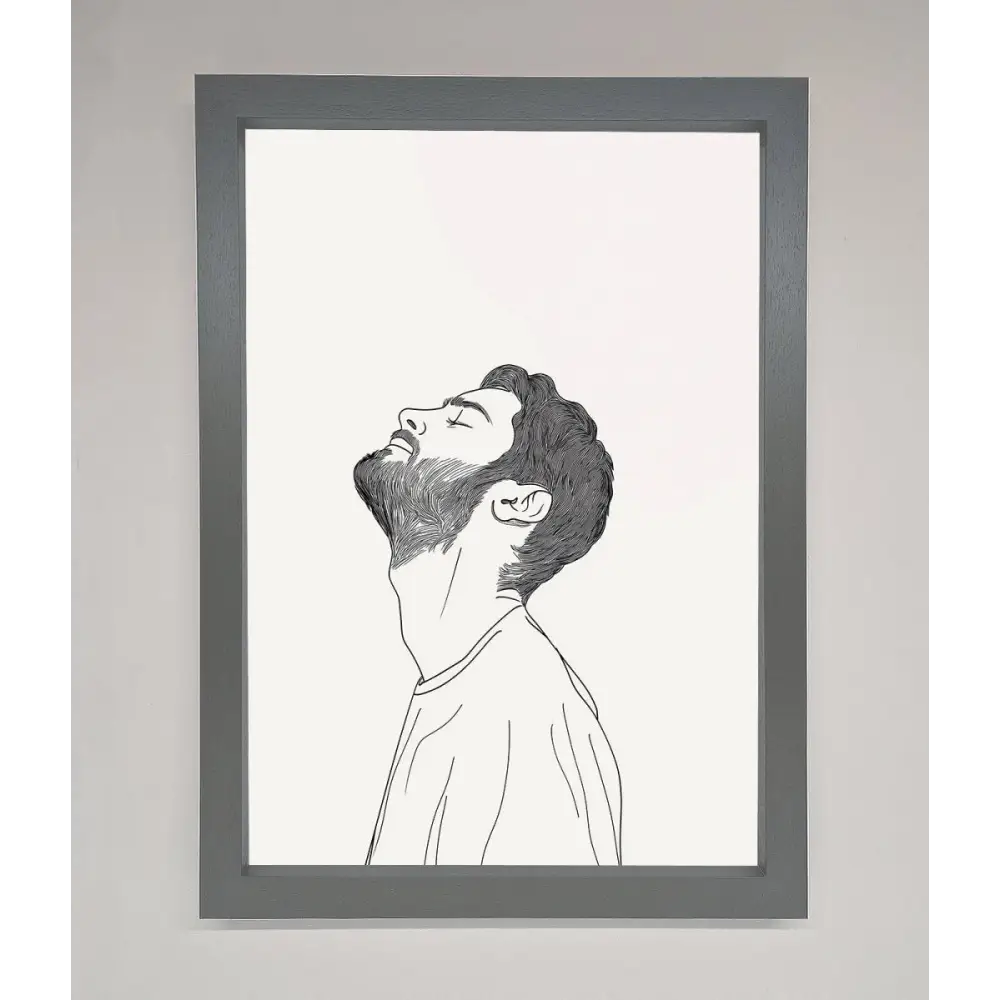 The Man In The Morning Line Art Framed Print - A3 (29.7 x 42 cm) / Dark Grey - Framed Print