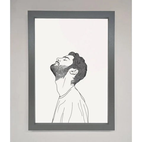 The Man In The Morning Line Art Framed Print - A3 (29.7 x 42 cm) / Dark Grey - Framed Print
