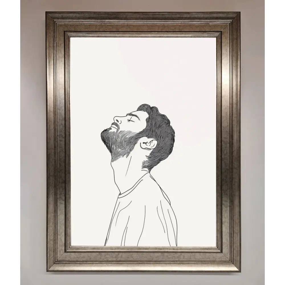 The Man In The Morning Line Art Framed Print - A3 (29.7 x 42 cm) / Silver - Framed Print