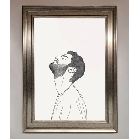 The Man In The Morning Line Art Framed Print - A3 (29.7 x 42 cm) / Silver - Framed Print