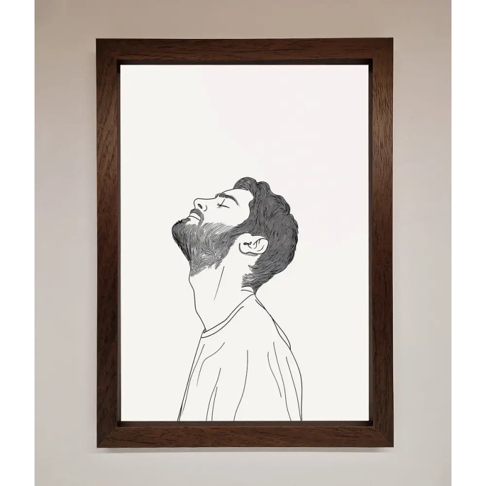 The Man In The Morning Line Art Framed Print - A3 (29.7 x 42 cm) / Walnut - Framed Print