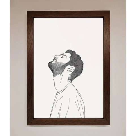 The Man In The Morning Line Art Framed Print - A3 (29.7 x 42 cm) / Walnut - Framed Print
