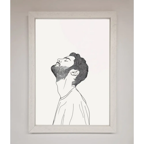 The Man In The Morning Line Art Framed Print - A3 (29.7 x 42 cm) / White - Framed Print