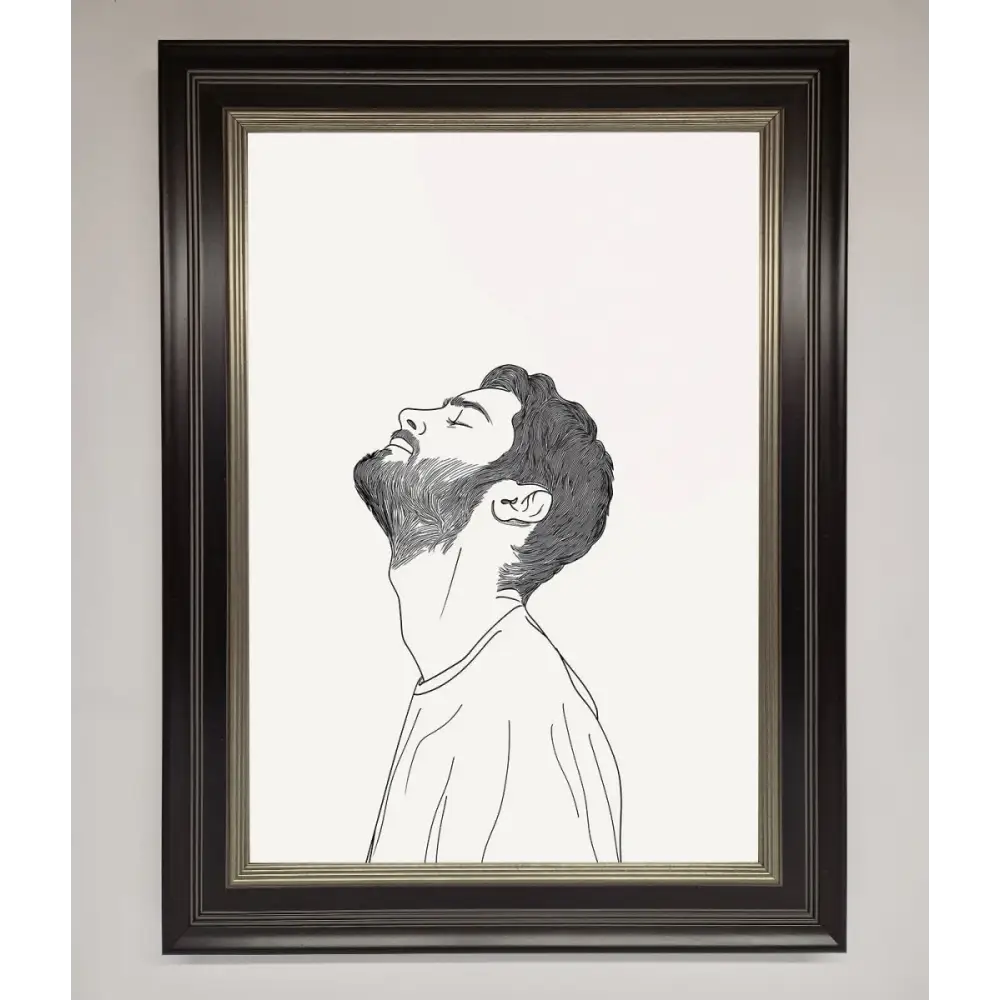 The Man In The Morning Line Art Framed Print - B0 (100 x 141 cm) / Black Silver - Framed Print