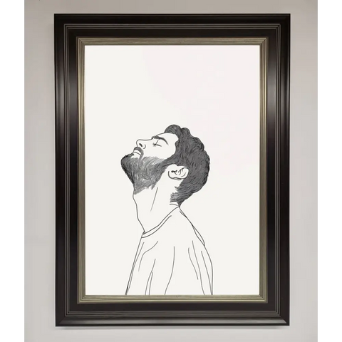 The Man In The Morning Line Art Framed Print - B0 (100 x 141 cm) / Black Silver - Framed Print