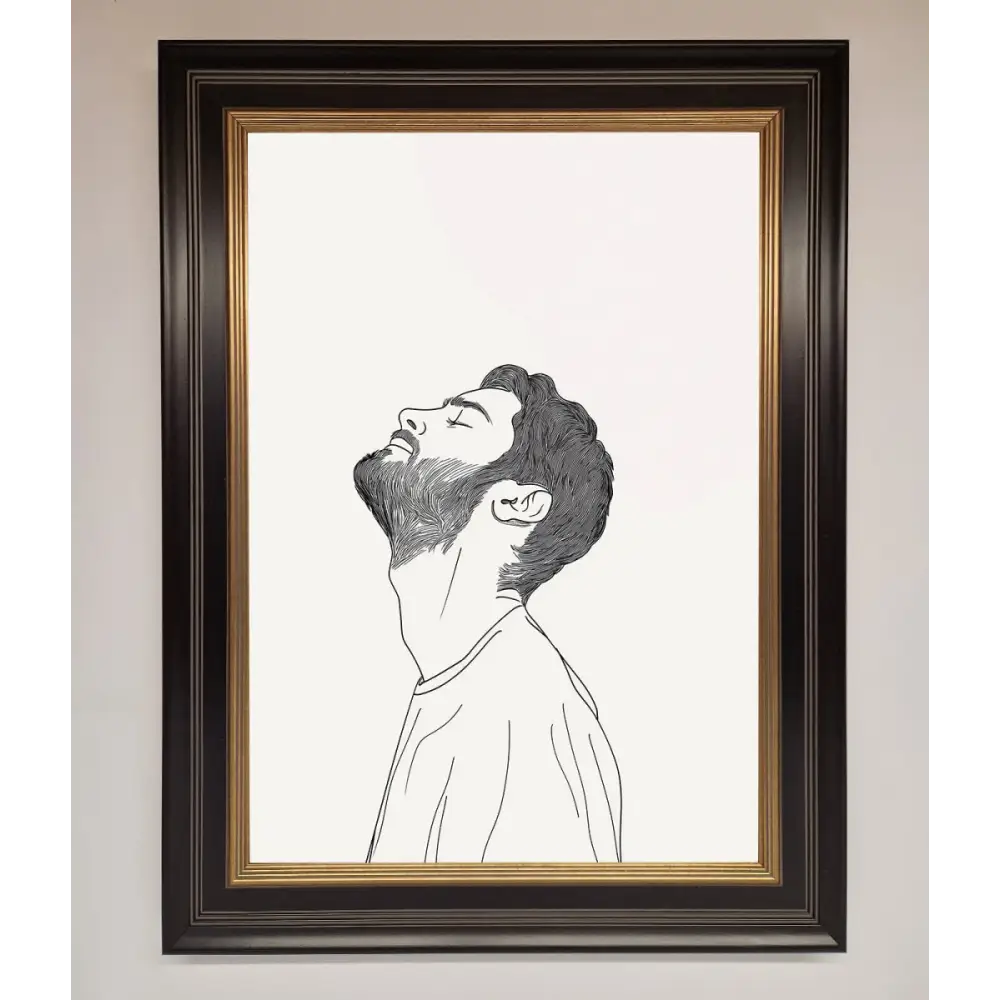 The Man In The Morning Line Art Framed Print - B0 (100 x 141 cm) / Black Gold - Framed Print