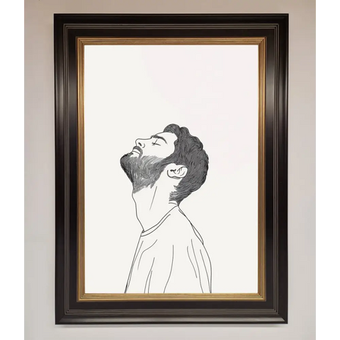 The Man In The Morning Line Art Framed Print - B0 (100 x 141 cm) / Black Gold - Framed Print