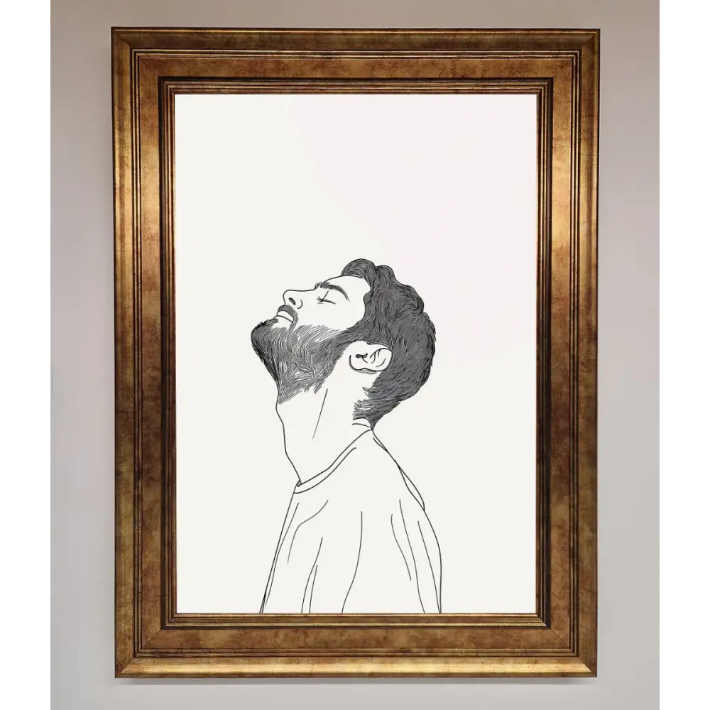 The Man In The Morning Line Art Framed Print - B0 (100 x 141 cm) / Bronze - Framed Print