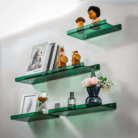 Emerald green minimal acrylic shelf with sleek modern design made of acrylic for stylish storage solutions