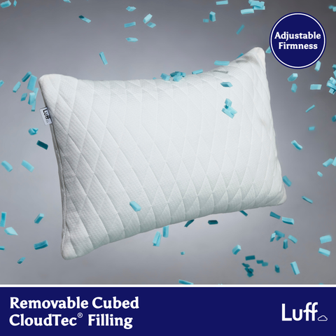 White quilted prestige adjustable bamboo pillow with removable cubed cloudtec filling for personalized comfort