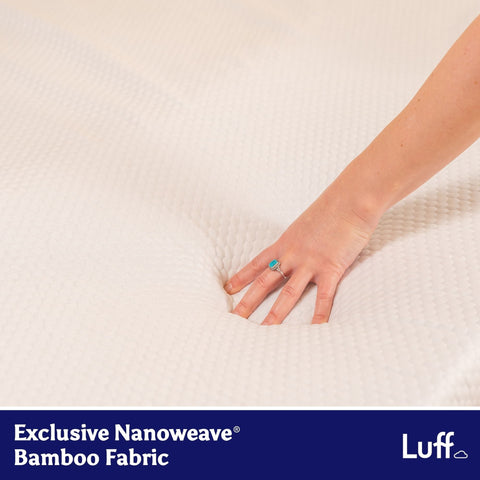 White luff prestige bamboo mattress topper with exclusive nanoweave bamboo fabric and quilted textured surface