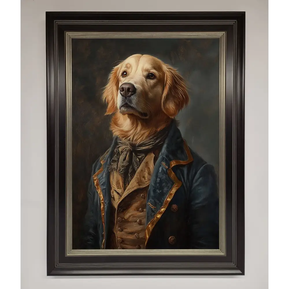 The Renaissance Golden Retiever Framed Wall Art - A3 (29.7 x 42 cm) / Black Silver - Framed Print