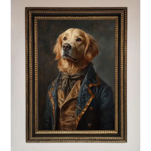 The Renaissance Golden Retiever Framed Wall Art - A3 (29.7 x 42 cm) / Ornate Gold Black - Framed Print