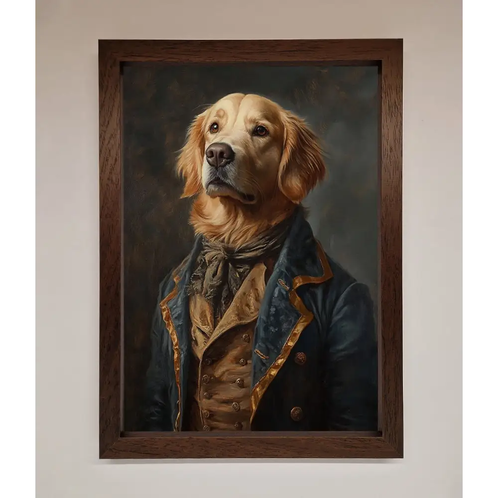 The Renaissance Golden Retiever Framed Wall Art - A3 (29.7 x 42 cm) / Walnut - Framed Print