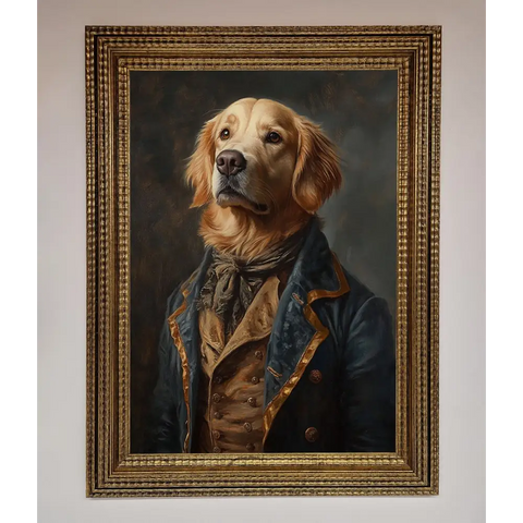 The Renaissance Golden Retiever Framed Wall Art - A3 (29.7 x 42 cm) / Ornate Gold - Framed Print