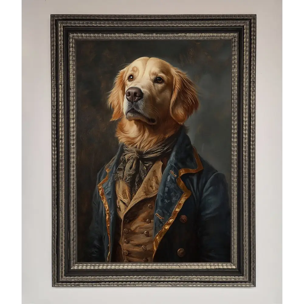 The Renaissance Golden Retiever Framed Wall Art - A3 (29.7 x 42 cm) / Ornate Silver Black - Framed Print