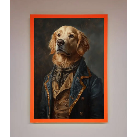 The Renaissance Golden Retiever Framed Wall Art - A3 (29.7 x 42 cm) / Neon Orange - Framed Print