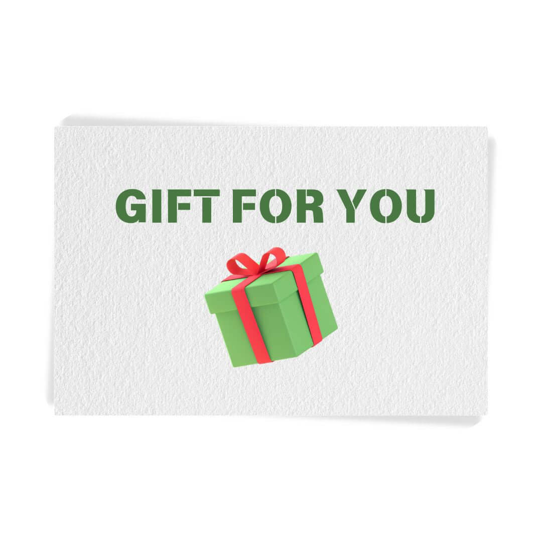 Green gift box with red ribbon and bow for the rugs gift card digital gift card option