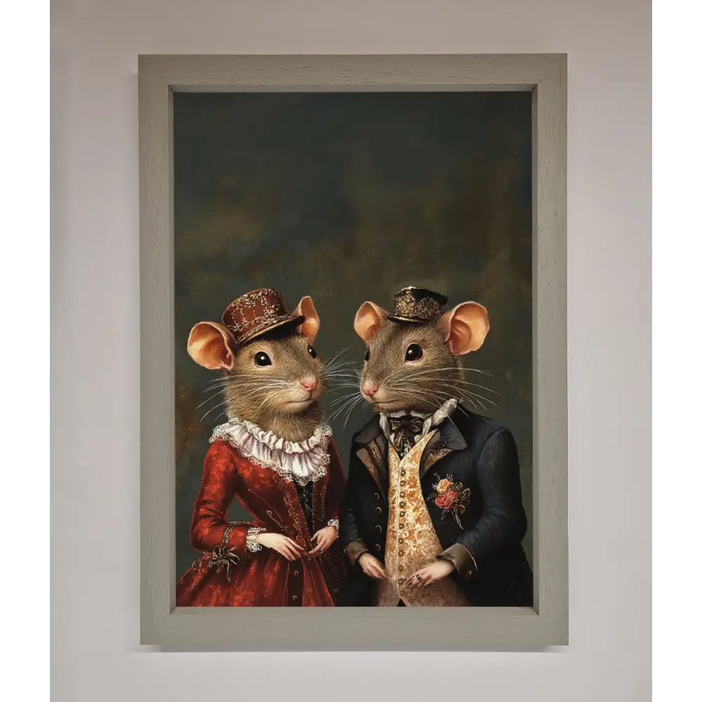 The Victorian Mice Framed Poster - A3 (29.7 x 42 cm) / Grey - Framed Print