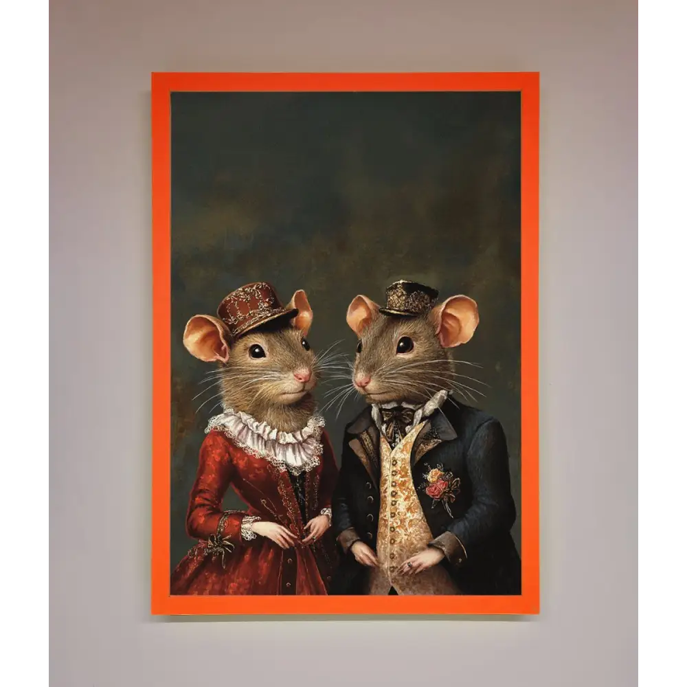 The Victorian Mice Framed Poster - A3 (29.7 x 42 cm) / Neon Orange - Framed Print