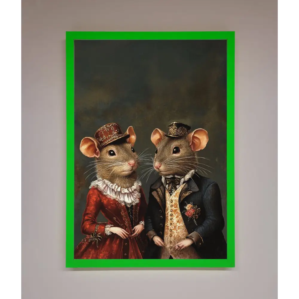 The Victorian Mice Framed Poster - B0 (100 x 141 cm) / Neon Dark Green - Framed Print