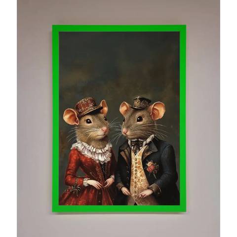 The Victorian Mice Framed Poster - B0 (100 x 141 cm) / Neon Dark Green - Framed Print