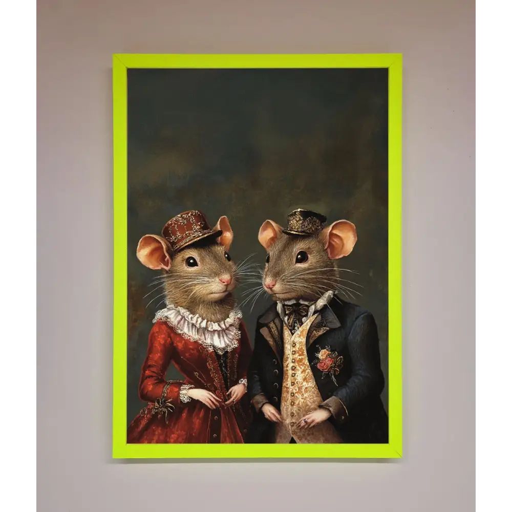 The Victorian Mice Framed Poster - B0 (100 x 141 cm) / Neon Green - Framed Print