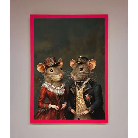 The Victorian Mice Framed Poster - B0 (100 x 141 cm) / Neon Pink - Framed Print