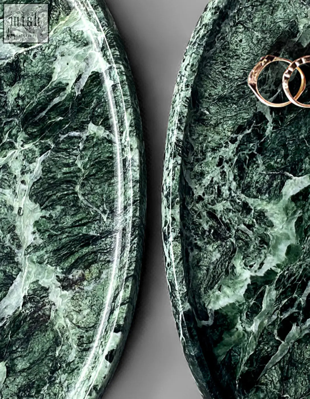 Thelonious plate bathroom tray with elegant oval green marble and rose gold rings perfect stylish bathroom tray