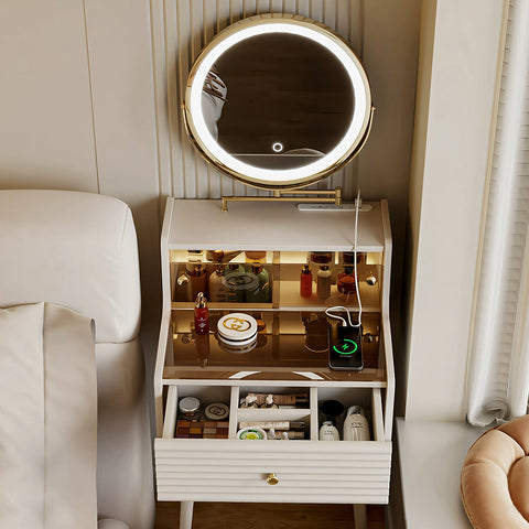 Thiago Narrow Mini Dressing Table For Small Corner, Cream