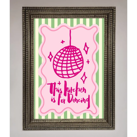 This Kitchen Is For Dancing Framed Wall Art - A3 (29.7 x 42 cm) / Ornate Silver - Framed Print