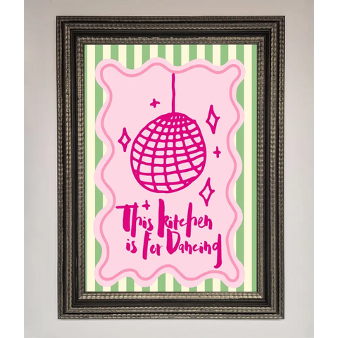 This Kitchen Is For Dancing Framed Wall Art - A3 (29.7 x 42 cm) / Ornate Silver Black - Framed Print