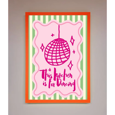 This Kitchen Is For Dancing Framed Wall Art - A3 (29.7 x 42 cm) / Neon Orange - Framed Print