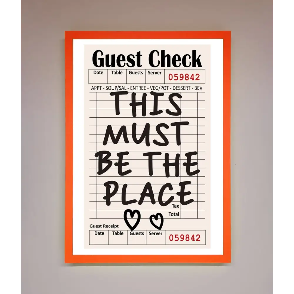 This Must Be The Place Beige Framed Wall Art - A3 (29.7 x 42 cm) / Neon Orange - Framed Print