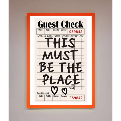 This Must Be The Place Beige Framed Wall Art - A3 (29.7 x 42 cm) / Neon Orange - Framed Print