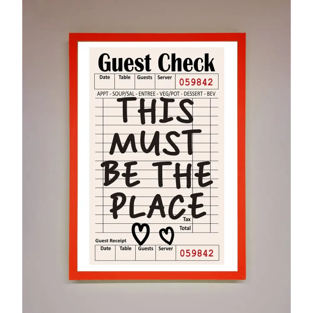 This Must Be The Place Beige Framed Wall Art - A3 (29.7 x 42 cm) / Neon Red - Framed Print